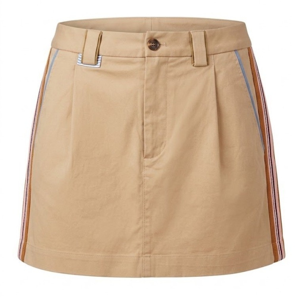 NEW Maeve Anthropologie Beige Mini Skirt Side Stripe Cotton Blend XS